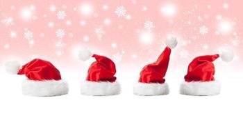 Set of Santa hats. Isolated on white background. photo