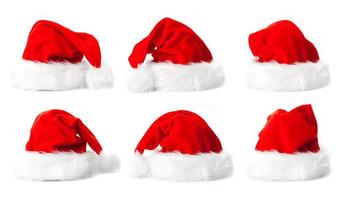 Set of Santa hats. Isolated on white background. photo