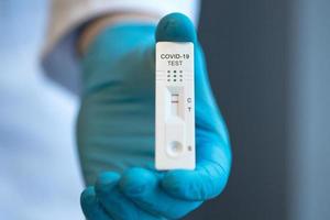 Negative test result by using rapid test device for COVID-19. photo