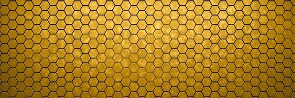 fondo de textura hexagonal de oro futurista. representación 3d foto