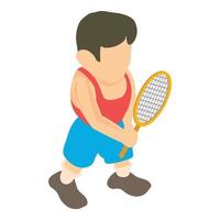 Tennis player icon, isometric style vector