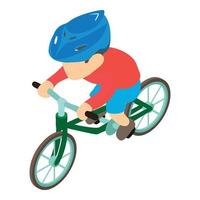 Bicyclist icon, isometric style vector