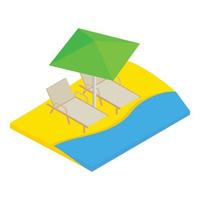 Beach landscape icon, isometric style vector