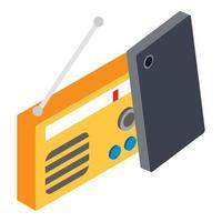 Online radio icon, isometric style vector