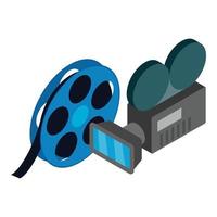 Movie time icon, isometric style vector