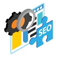 icono de optimización seo, estilo isométrico vector