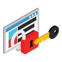 Internet security icon, isometric style vector