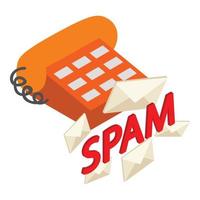 Spam warning icon, isometric style vector