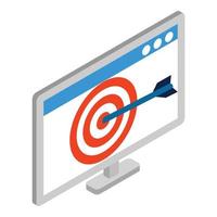 Business target icon, isometric style vector