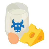 icono de comida de leche, estilo isométrico vector