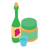 Homemade wine icon, isometric style vector