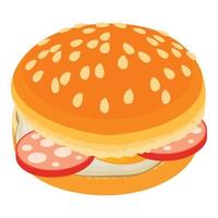 Delicious hamburger icon, isometric style vector