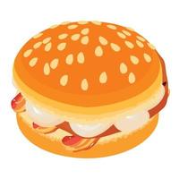 Homemade hamburger icon, isometric style vector