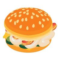 Burger bacon icon, isometric style vector