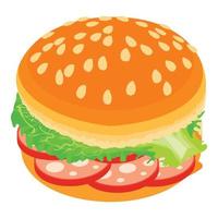 Delicious burger icon, isometric style vector