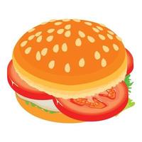 Burger tomato icon, isometric style vector