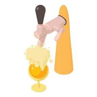 Beer tapping icon, isometric style vector