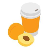 Apricot juice icon, isometric style vector