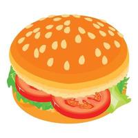 Vegan burger icon, isometric style vector