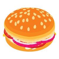 icono de hamburguesa jugosa, estilo isométrico vector