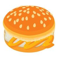 icono de hamburguesa fresca, estilo isométrico vector