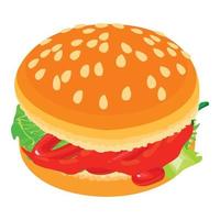 icono de hamburguesa vegetal, estilo isométrico vector