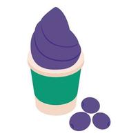 Frozen yogurt icon, isometric style vector