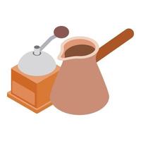 Coffee time icon, isometric style vector