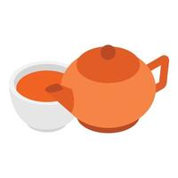 Tea time icon, isometric style vector