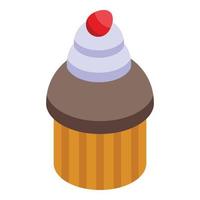 Cherry muffin icon, isometric style vector