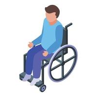 Boy wheelchair icon isometric vector. Disabled child vector