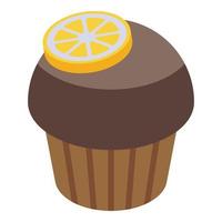 icono de muffin de limón, estilo isométrico vector