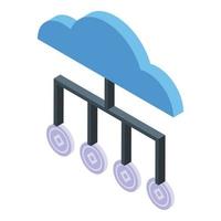 Block chain data cloud icon, isometric style vector