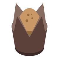 icono de muffin de chocolate, estilo isométrico vector