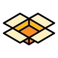 Open box icon color outline vector