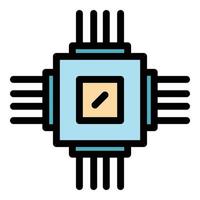 Processor hardware icon color outline vector