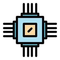 Processor hardware icon color outline vector