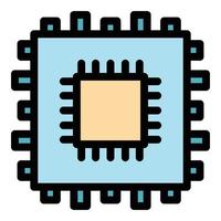 Chip processor icon color outline vector