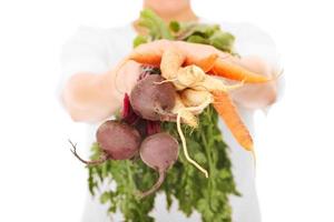 Midsection of a woman holding vegetables photo