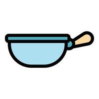 Tool wok frying pan icon color outline vector