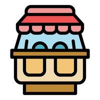 Mobile food shop icon color outline vector