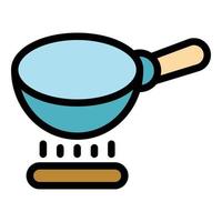 Wok frying pan icon color outline vector