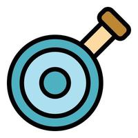 Chinese wok frying pan icon color outline vector