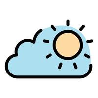 Sunny cloud icon color outline vector