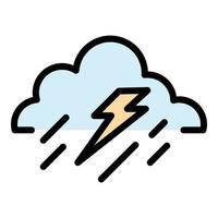 Lightning bolt cloud icon color outline vector