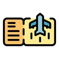 Boarding pass ticket icon color outline vector