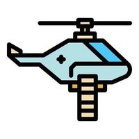 Ladder rescue helicopter icon color outline vector