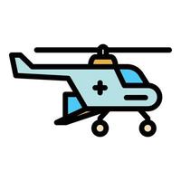 Engine rescue helicopter icon color outline vector