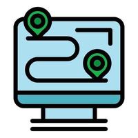 Gps route icon color outline vector