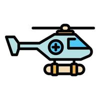 Coast rescue helicopter icon color outline vector